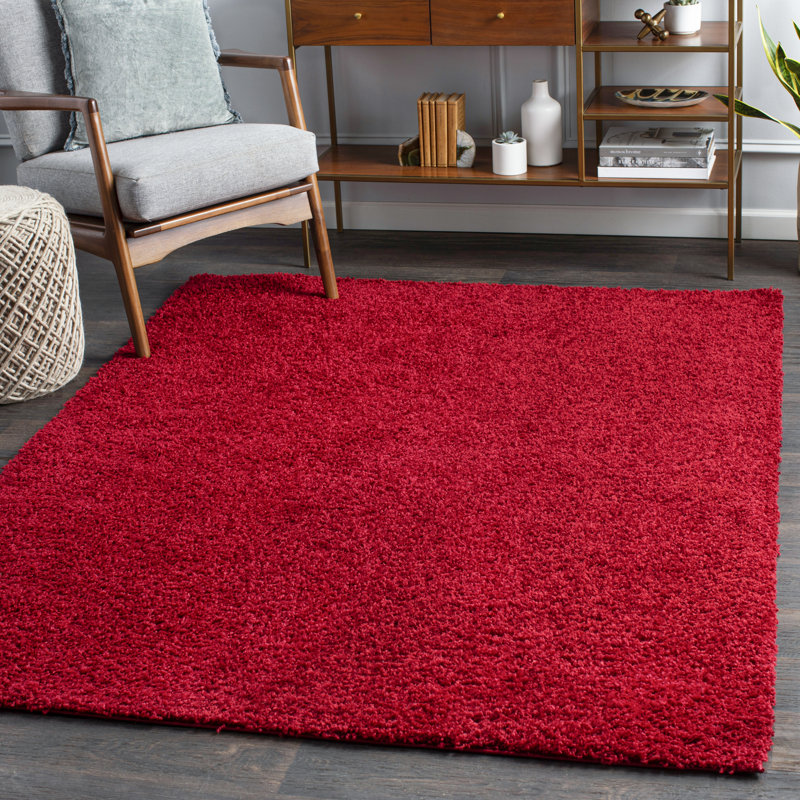 Latitude Run® Breshonna Shag Dark Red Area Rug Wayfair